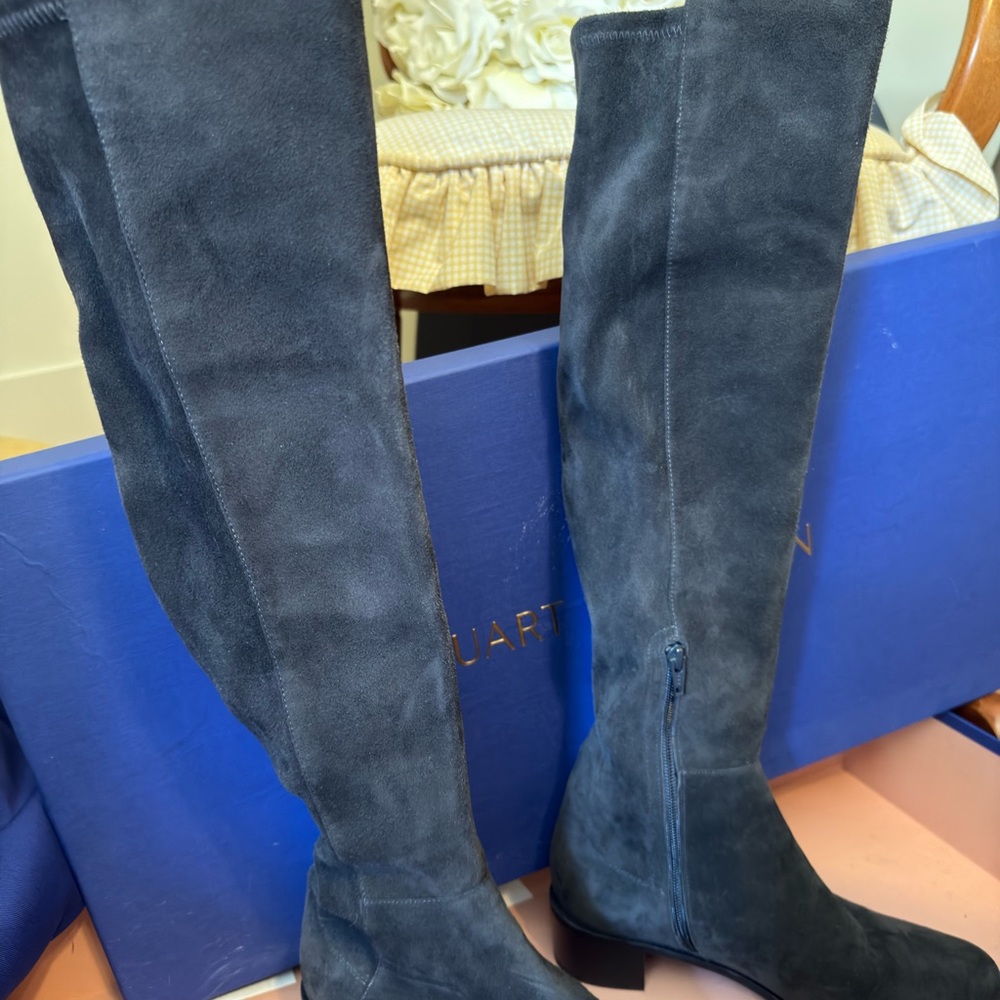Stuart Weitzman Charcoal Suede Knee-High Boots